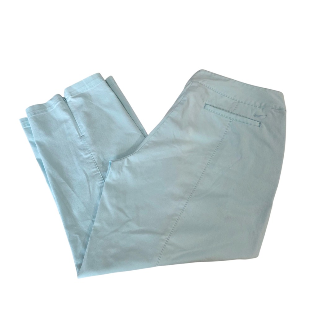 Nike Golf Ankle Pants Womens Blue L Dri Fit Flat Front Canvas Stretch Leg Zip‎